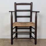 Wooden straw armchair