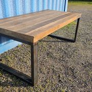 Industrial table 200 x 100 cm with wooden top + metal base