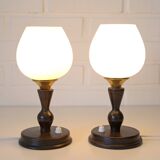 Pair of Vintage Bedside Lamps Wooden Rustic Desk Lights 1960's