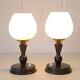 Pair of Vintage Bedside Lamps Wooden Rustic Desk Lights 1960's