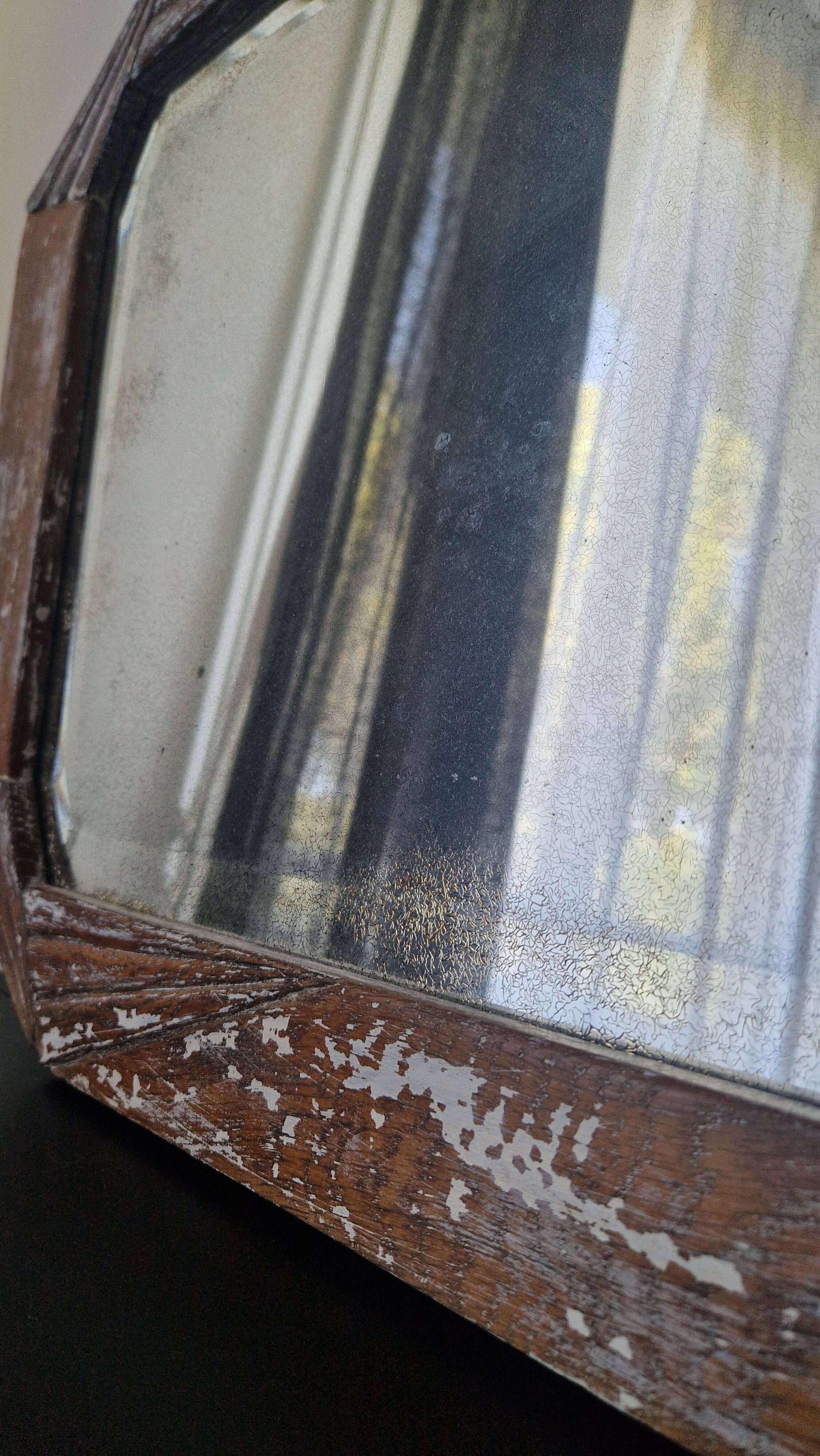 Vintage Art Deco carved wood mirror from the 1940s/50s