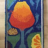 Tapisserie multicolore abstraite tchèque vintage années 1970 57x91cm