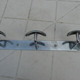 Wall coat rack in chromed metal 3 hooks 50s