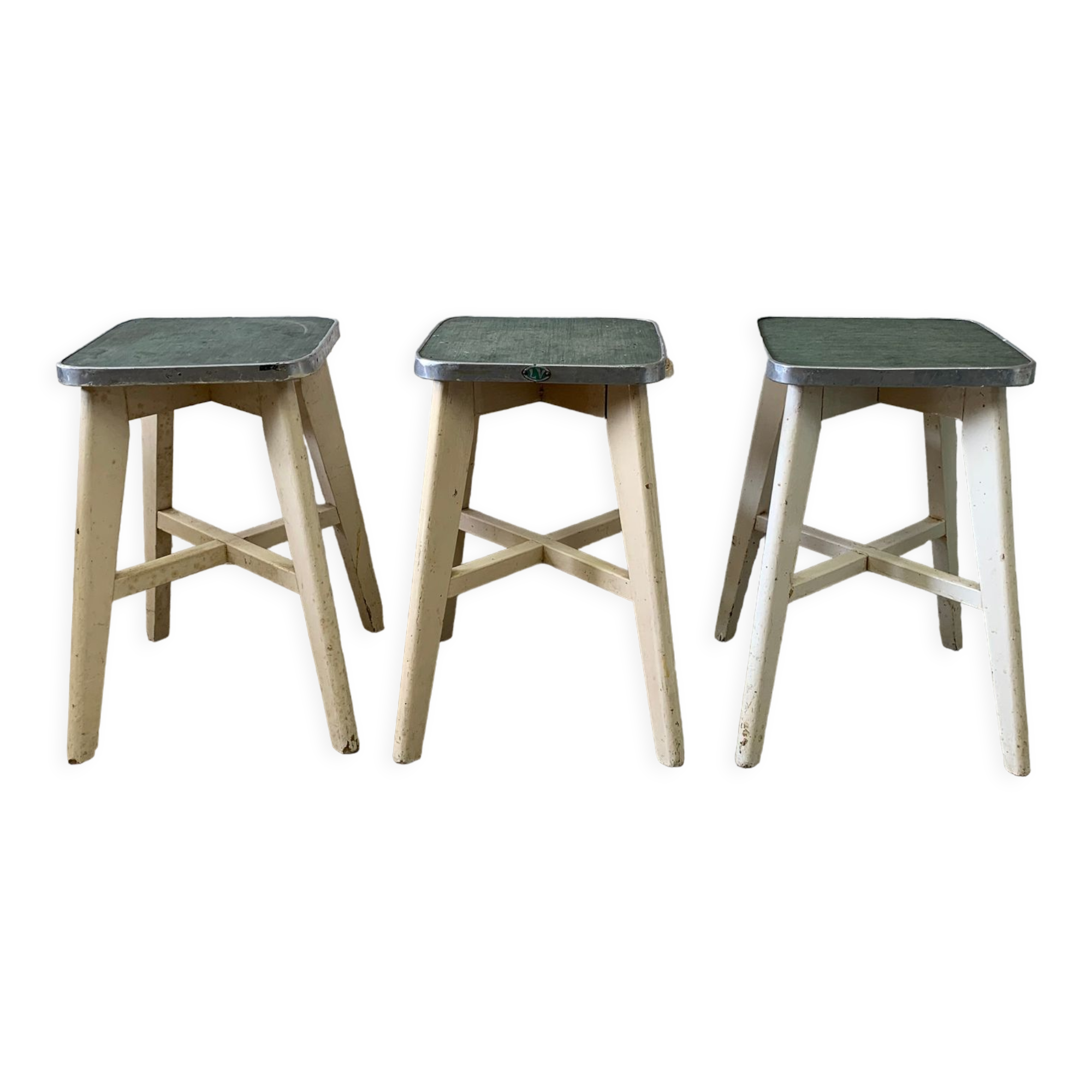 Series of 3 workshop stools