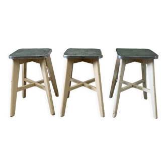 Series of 3 workshop stools
