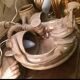 Wall sconce in glazed stoneware "alien head" by Joel Lurois in 1982