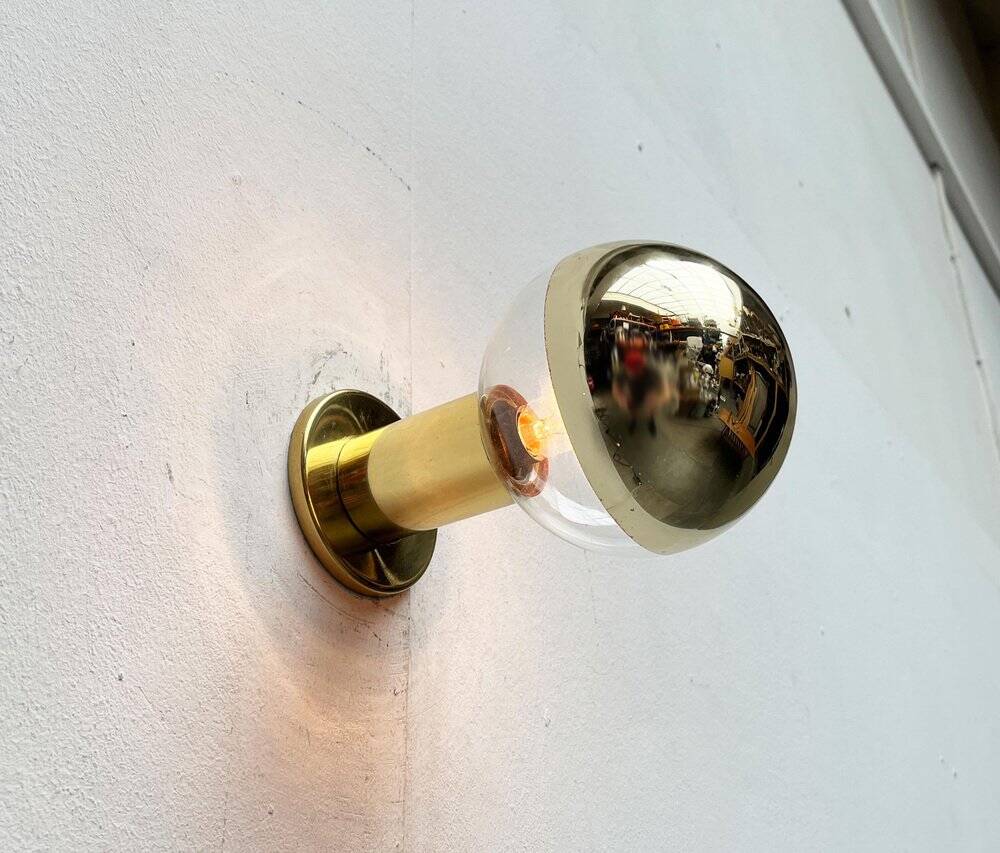 Vintage German Space Age Brass Ceiling Lamp by Motoko Ishii for Staff, 1970s