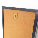 Large vintage mirror with teak and metal frame, 1960's 37x114cm