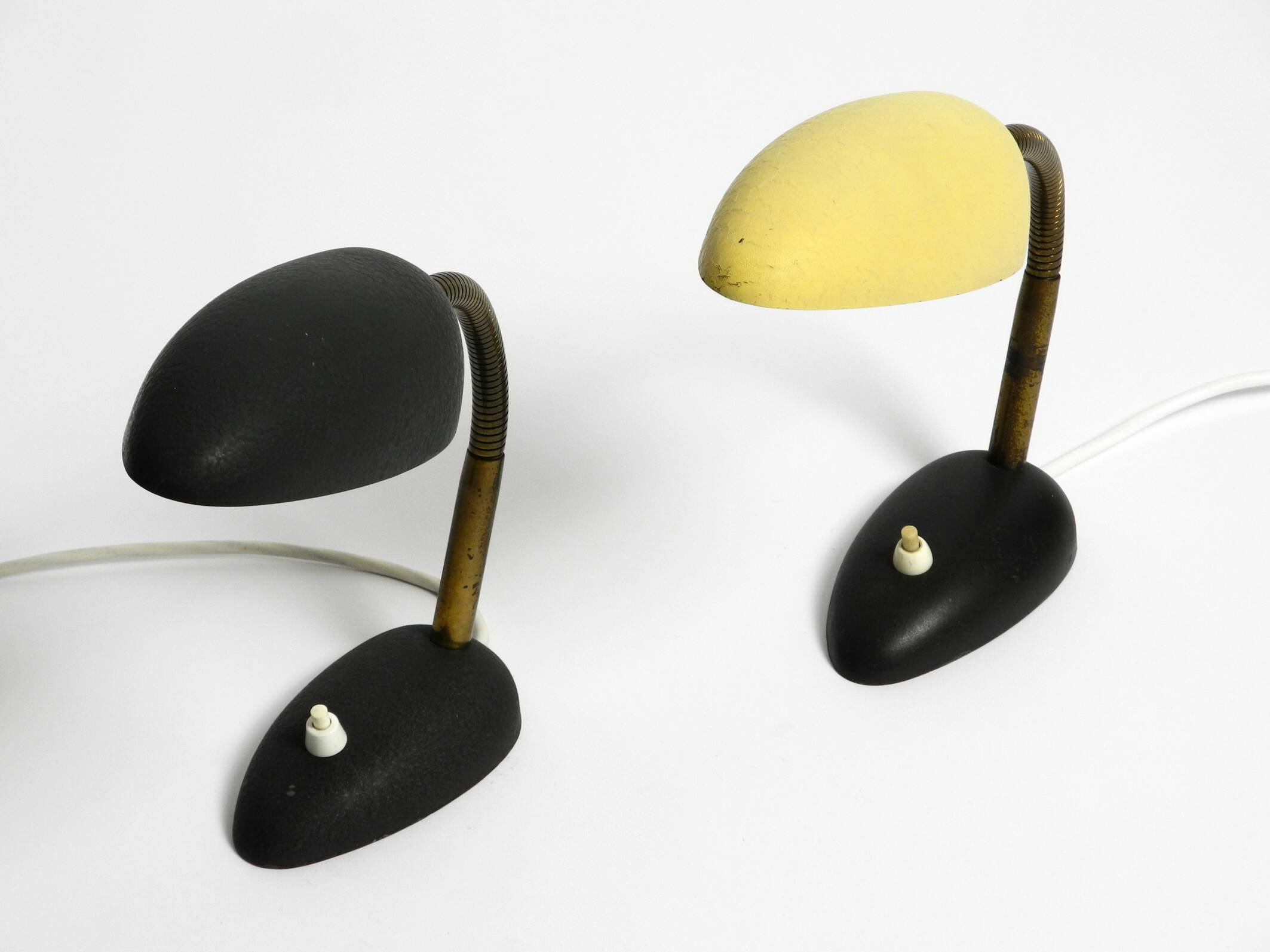 Pair of small 1950s metal table lamps with goosenecks by Gebrüder Cosack