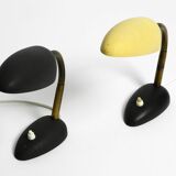Pair of small 1950s metal table lamps with goosenecks by Gebrüder Cosack