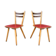 Paire de chaises bistrot et bohème hêtre, pieds compas 1950