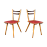 Paire de chaises bistrot et bohème hêtre, pieds compas 1950