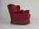 1960s, Danish armchair, red furniture velour, beech wood legs.
