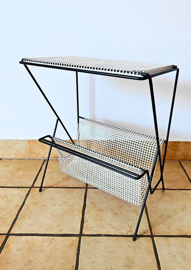 Side table with integrated magazine rack Tjerk Reijenga Pilastro 1950s