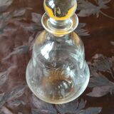 Antique engraved glass carafe - wine pitcher