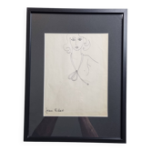 Esquisse de mode (accessoires), dessin original, signé de Jean Eden, années 60-70