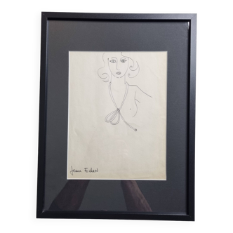 Fashion sketch (accessories), original drawing, signed by Jean Eden, 60s-70s