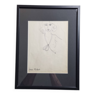 Esquisse de mode (accessoires), dessin original, signé de Jean Eden, années 60-70