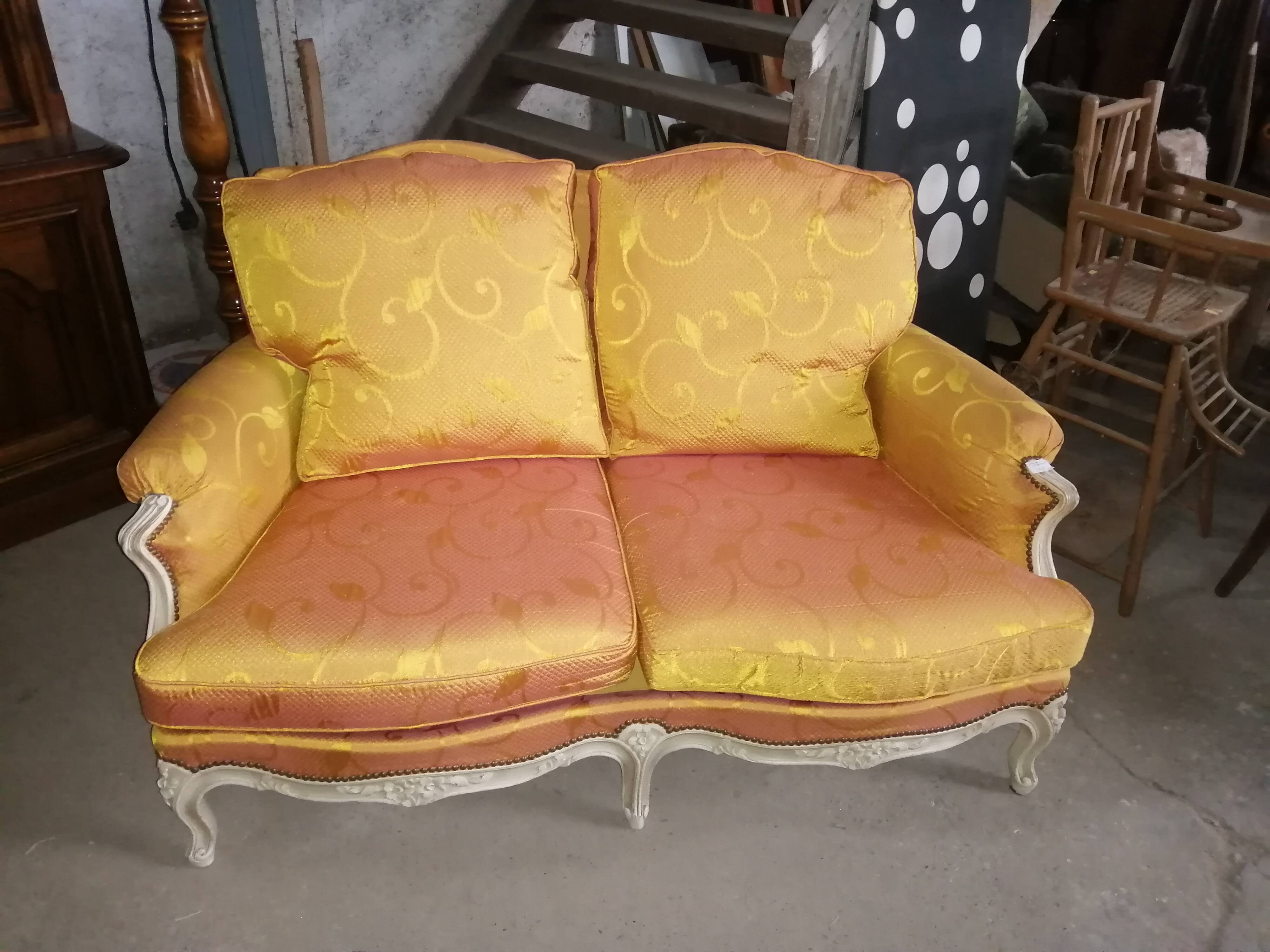 Salon complet canapé 2 places + 2 fauteuils Restauré Style Louis XV