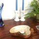 Vide-poches teck et nacre vintage