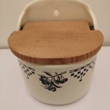 Vintage ceramic and wood salt box