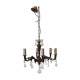 Chandelier 6 lights brass and glass pendants