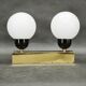 Kamenický Šenov Brass Double Globe Wall Light, Czechoslovakia, 1970s