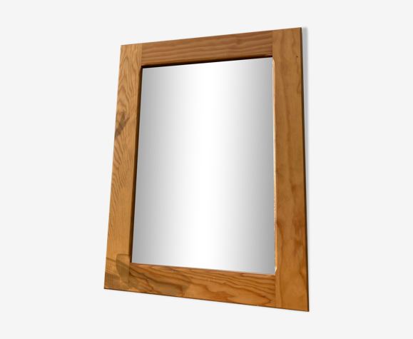 Miroir rectangulaire en pin vintage 1980