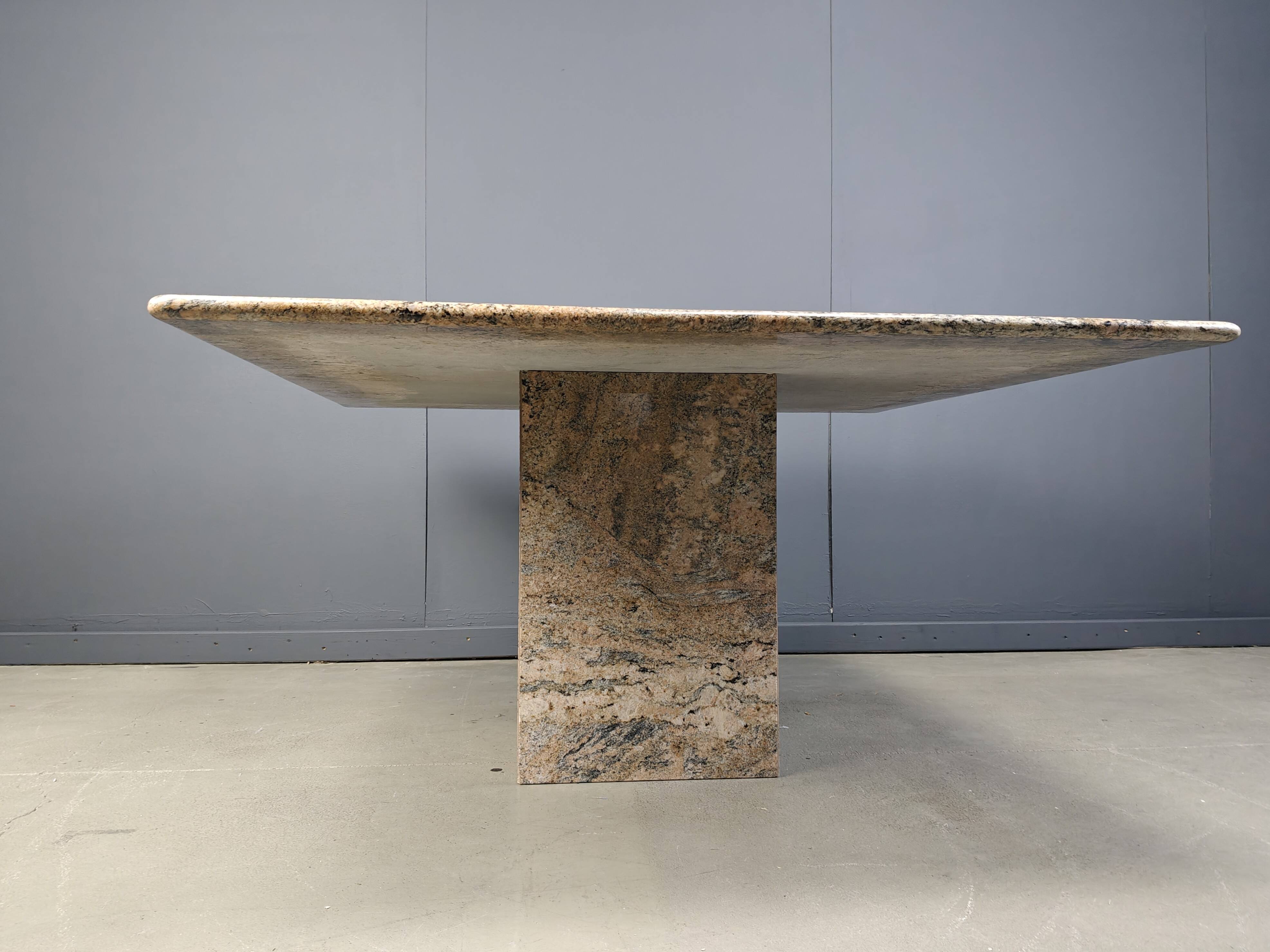 Vintage square granite dining table, 1970s