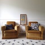 Pair of velvet armchairs