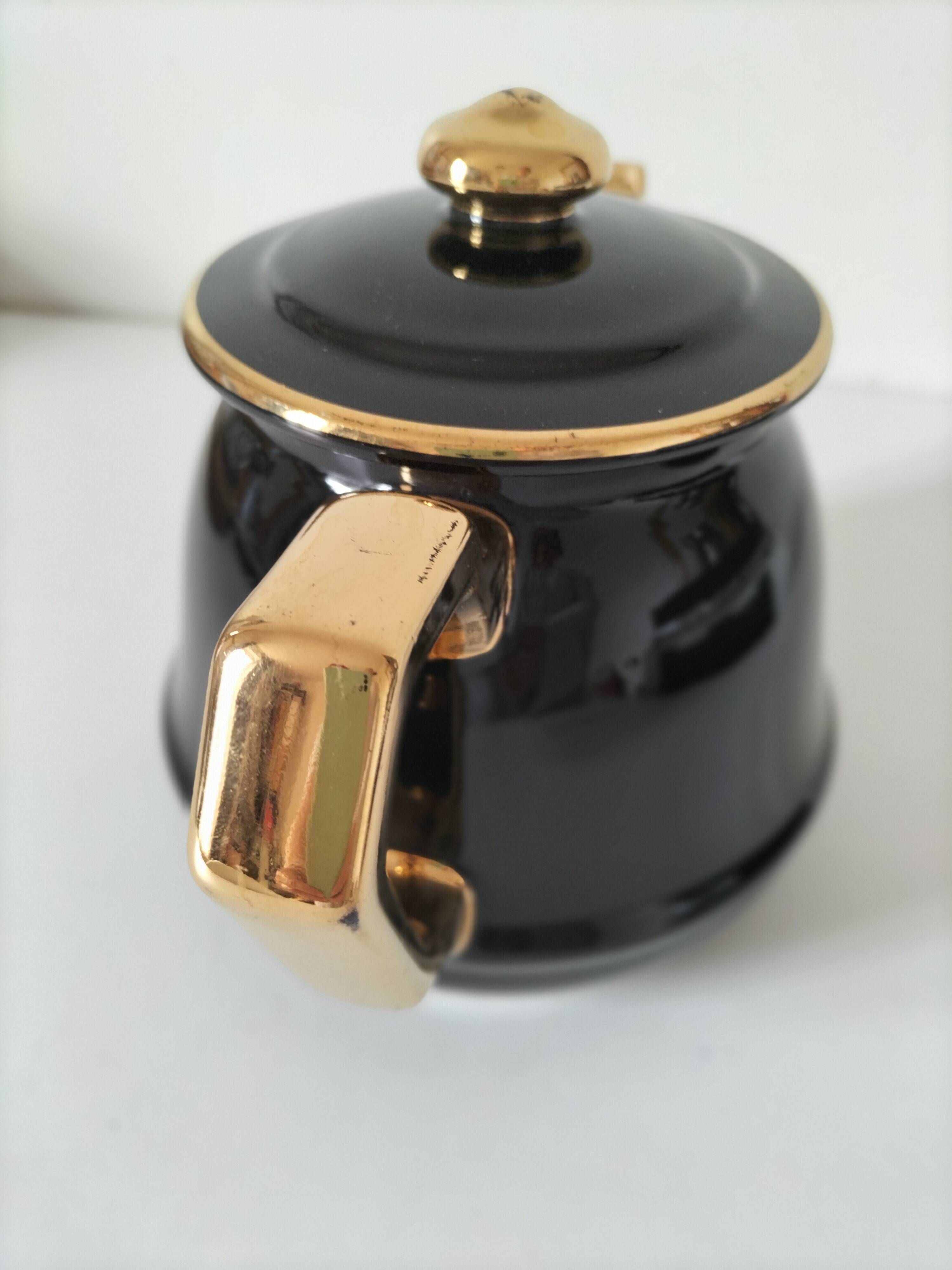 Vintage black and gold teapot RIO – Art Deco style