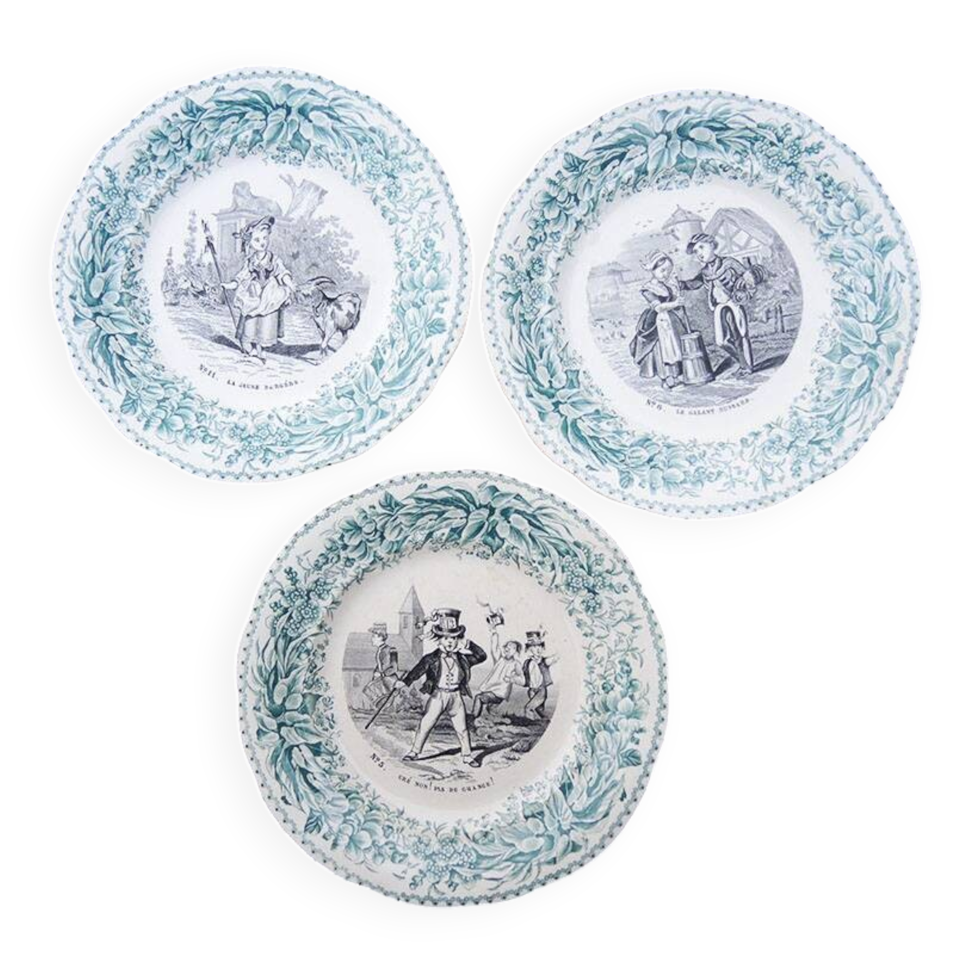 3 old talking plates – Creil & Montereau