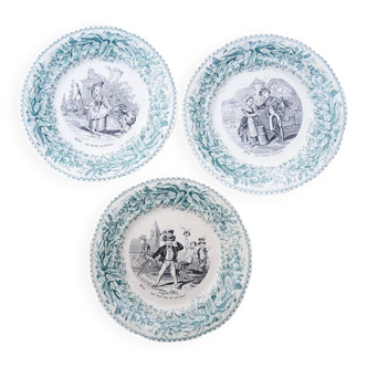 3 old talking plates – Creil & Montereau