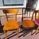 Set of 6 mismatched vintage wooden bistro chairs