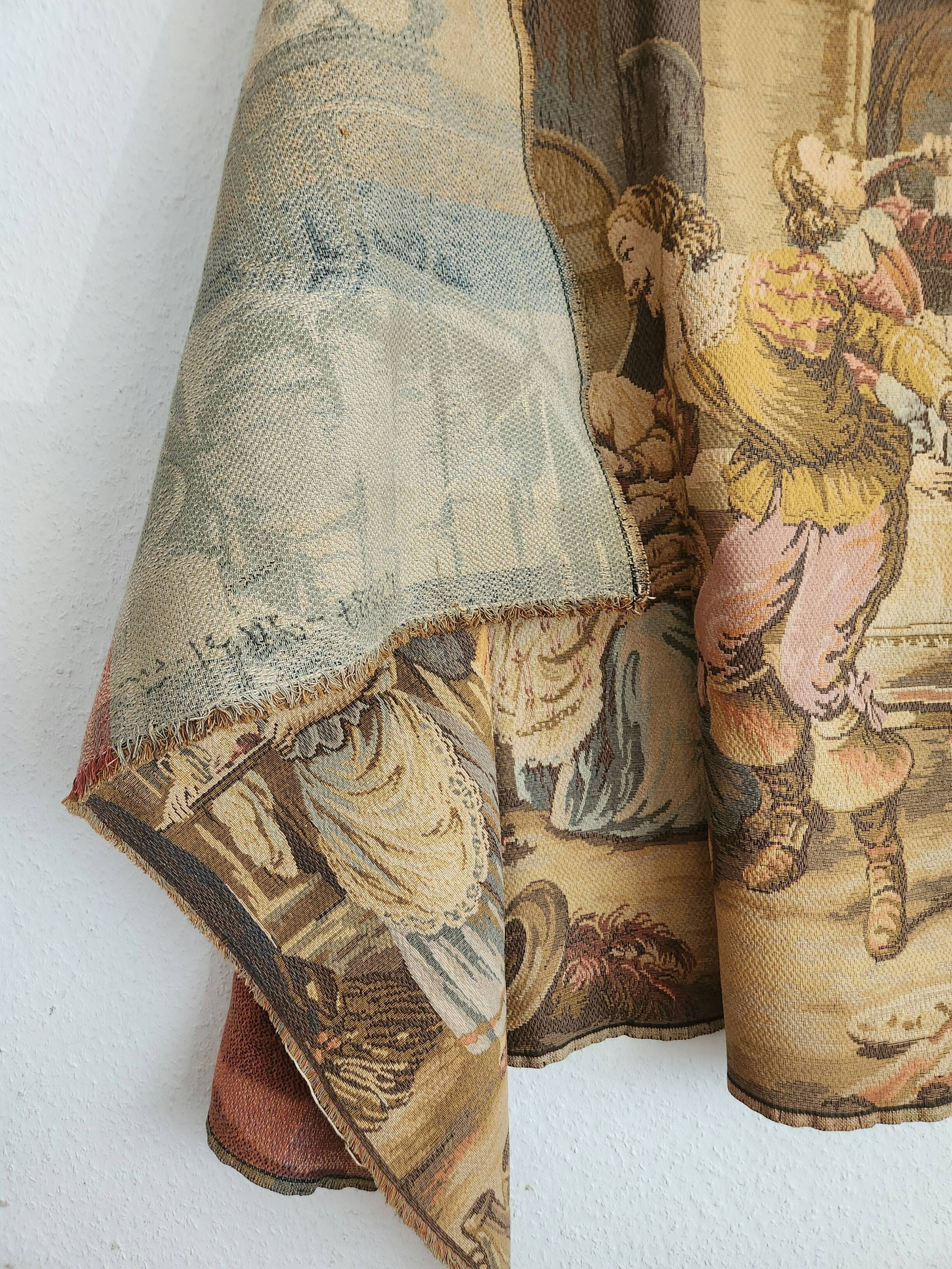 French wall tapestry Gobelin Tapestry "Jolly Men" "After Rembrandt"