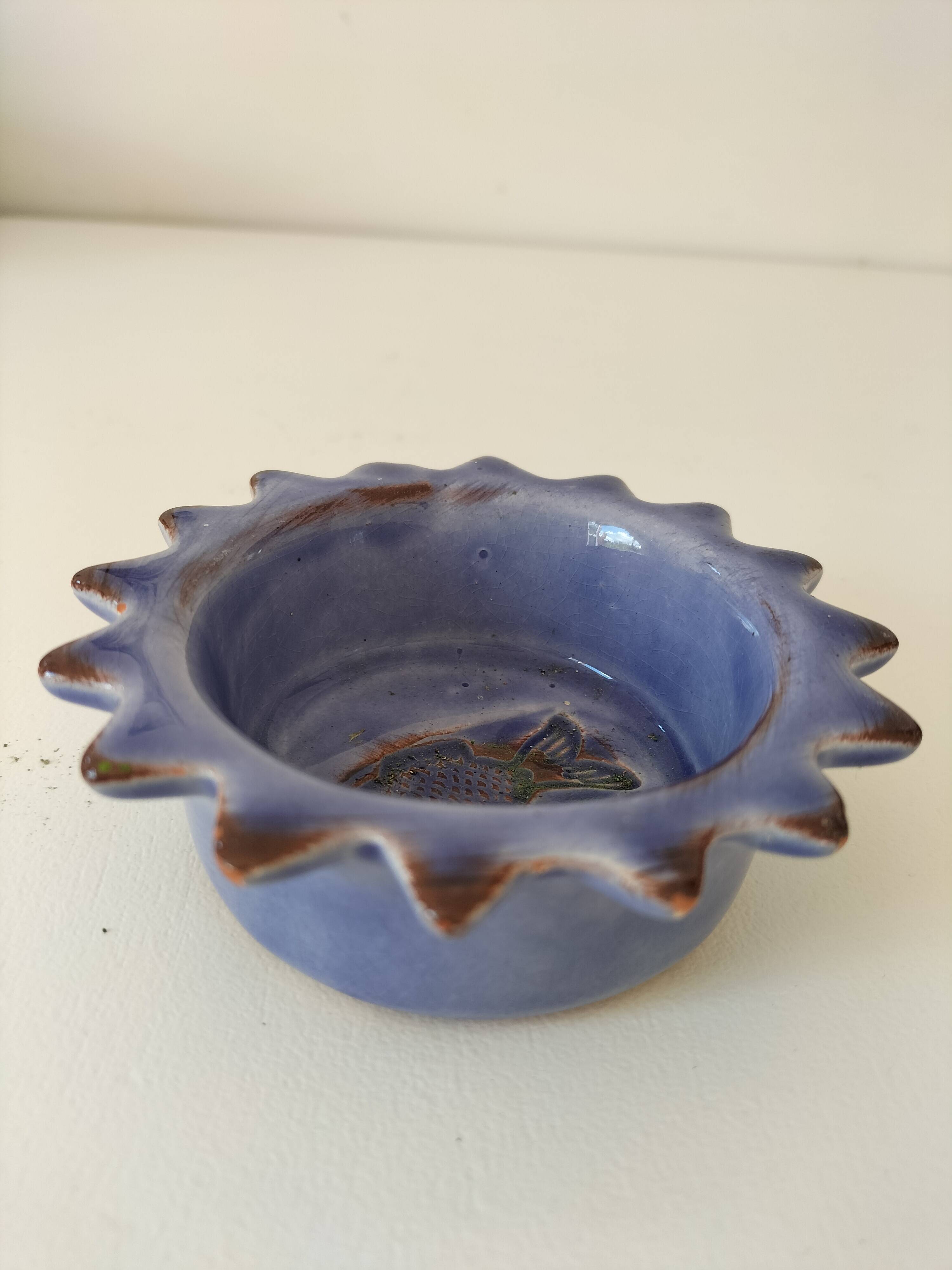 Handcrafted blue earthenware pocket emptier