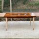 Scandinavian extendable dining table in wood and beautiful lacquered marquetry 230cm