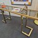 Vintage brass and smoked glass console.