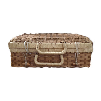 Vintage rattan box suitcase