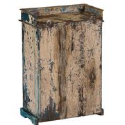Old blue showcase old teak wood piece and patina of origin india