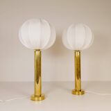 Pair of mid-century brass table lamps by Kosta Elarmatur, Sweden, 1960s.
