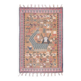 Tapis Kilim Vintage Turc Fait Main Motif Shahmaran Orange 94x146