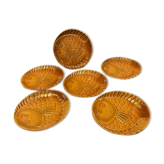 Ensemble de 6 assiettes poisson Sarreguemines