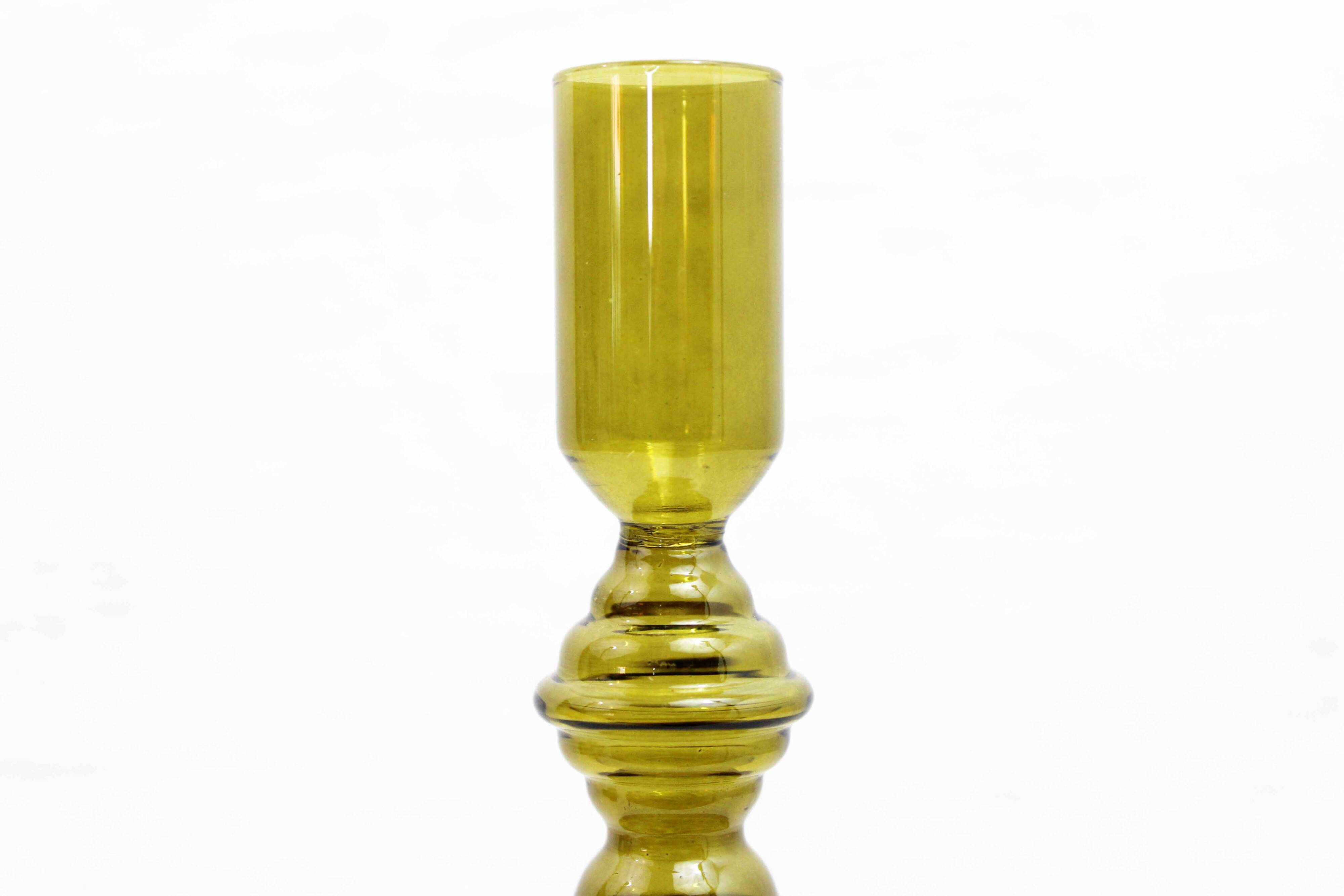 80s Amber Glass Candle Holder