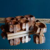 6 egg cups and their olive wood tray