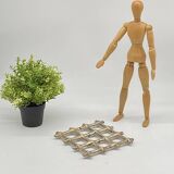 Vintage extendable metal trivet imitation bamboo