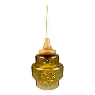 Amber glass vintage pendant, 1960s–70s style