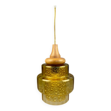 Suspension vintage en verre ambré, style années 1960–70