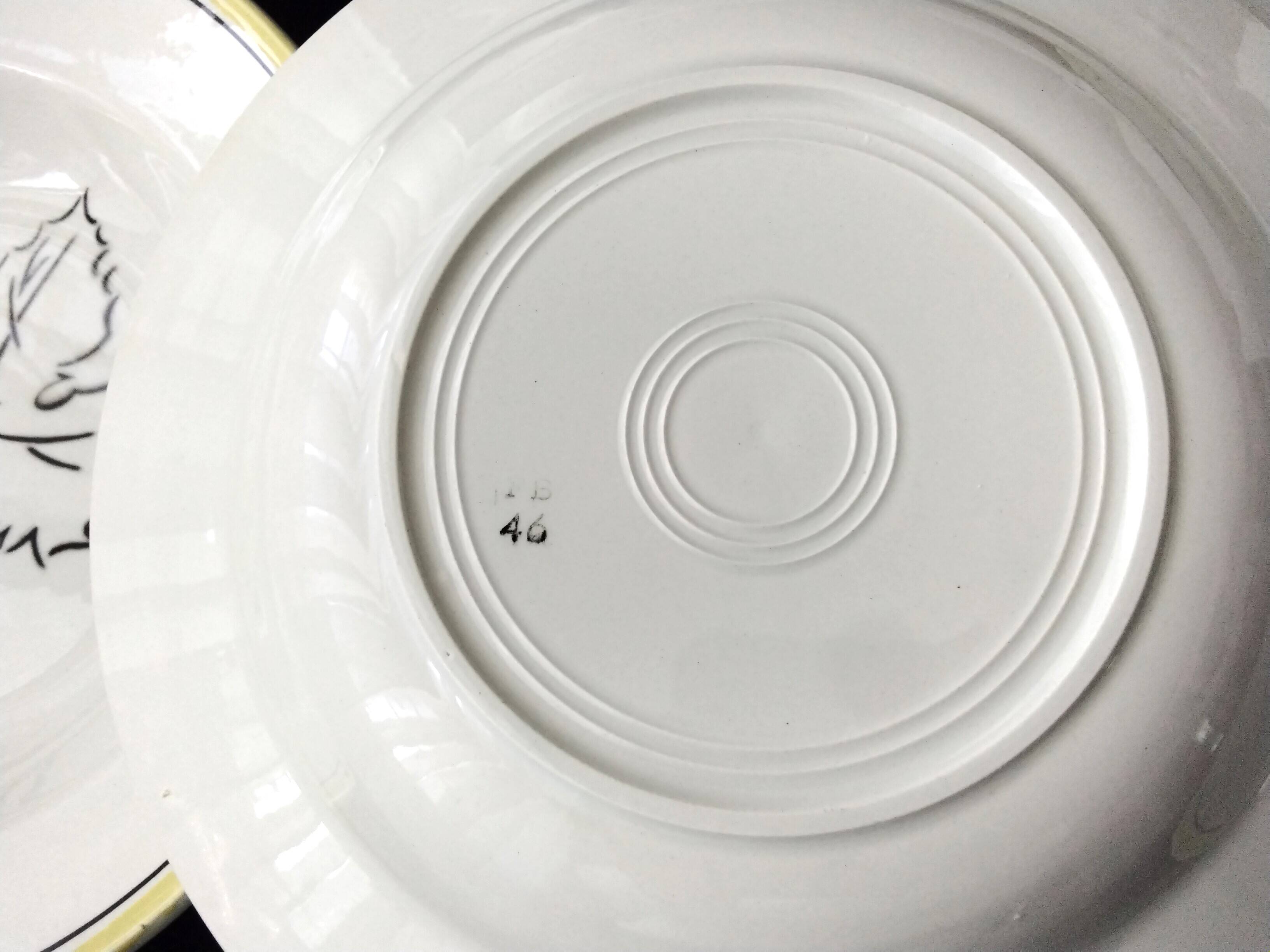 6 deep plates from Badonviller earthenware FB