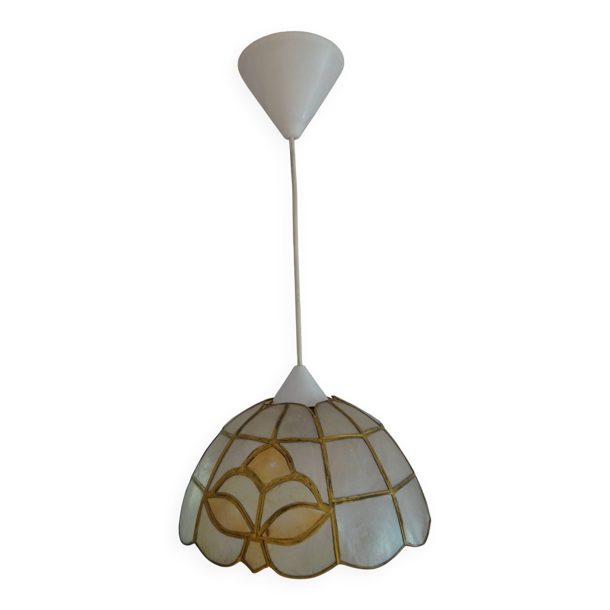 Lustre vintage en nacre et laiton